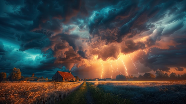 Foto grátis tempestade sobre a aldeia.