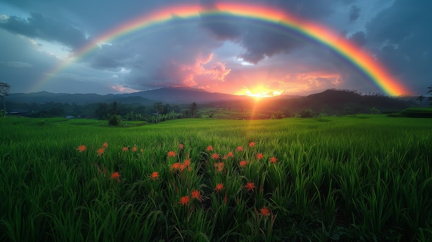 Foto grátis um belo arco-íris na natureza