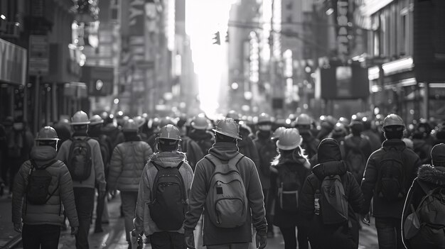 Várias pessoas participando de protestos