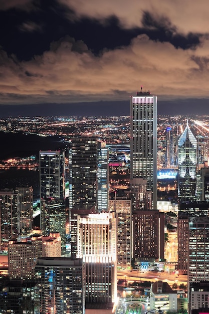 Foto grátis vista aérea urbana de chicago ao entardecer