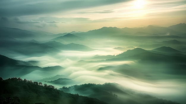 Foto grátis vista da montanha com estética de sonho