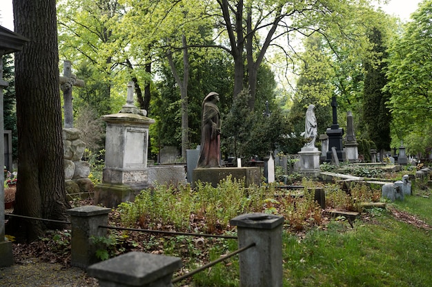 Foto grátis vista das sepulturas no cemitério