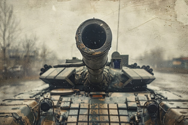 Foto grátis vista de estilo retro de veículo de tanque de combate durante a guerra