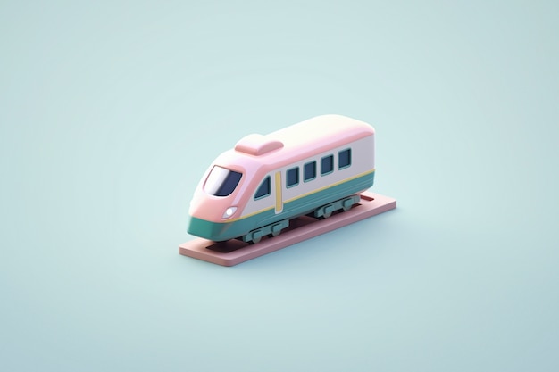 Foto grátis vista de modelo de trem 3d com fundo colorido simples