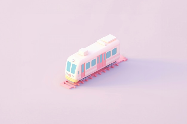 Foto grátis vista de modelo de trem 3d com fundo colorido simples