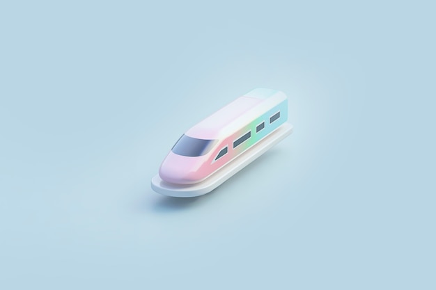 Foto grátis vista de modelo de trem 3d com fundo colorido simples