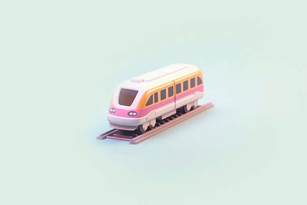 Foto grátis vista de modelo de trem 3d com fundo colorido simples