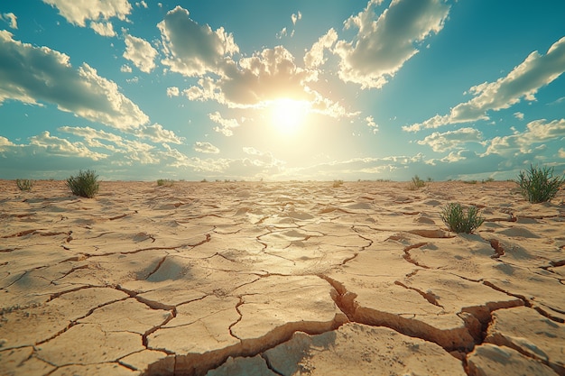 Foto grátis vista de solo seco e secado na natureza