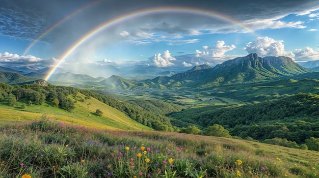 Foto grátis vista do belo arco-íris sobre a paisagem natural