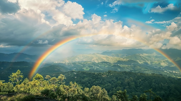 Foto grátis vista do belo arco-íris sobre a paisagem natural