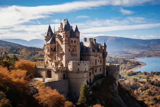 Foto grátis vista do castelo com paisagem natural