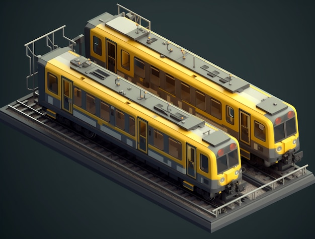 Foto grátis vista do modelo de trem 3d com fundo simples