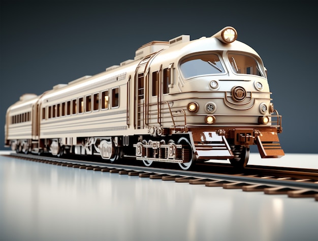 Foto grátis vista do modelo de trem 3d com fundo simples