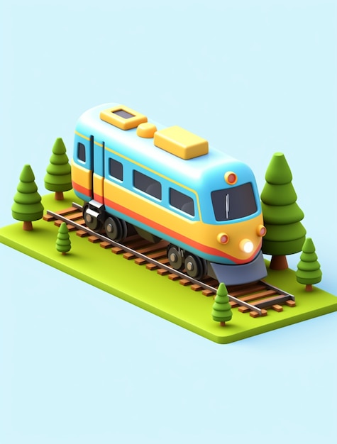 Foto grátis vista do modelo de trem 3d nos trilhos