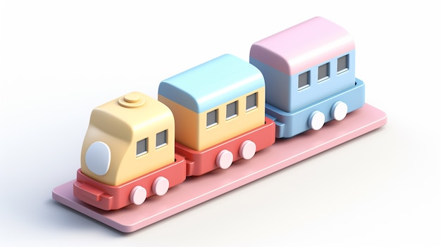 Foto grátis vista do modelo de trem 3d semelhante a um brinquedo