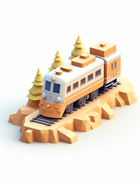 Foto grátis vista do modelo de trem 3d semelhante a um brinquedo