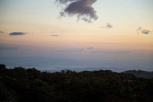 Vista do sol da floresta tropical na costa rica