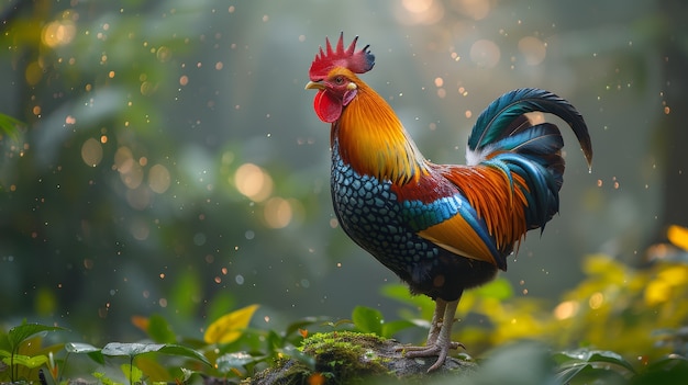 Foto grátis vista fotorrealista de um galo com bico e penas