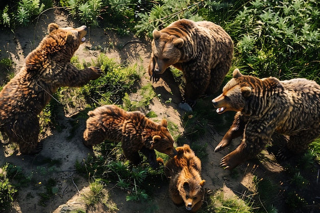 Foto grátis vista fotorrealista de urso selvagem em seu ambiente natural