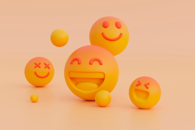 Kostenloses Foto 3d-ansicht des gelben emoji