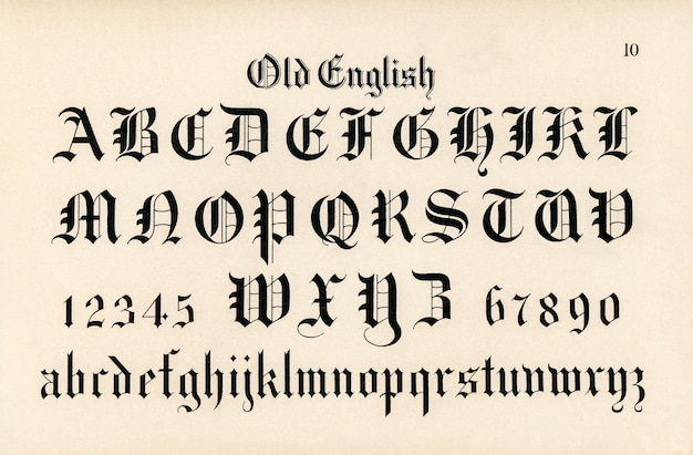 Kostenloses Foto alte englische kalligrafieschriftarten aus draughtsmans alphabeten von hermann esser