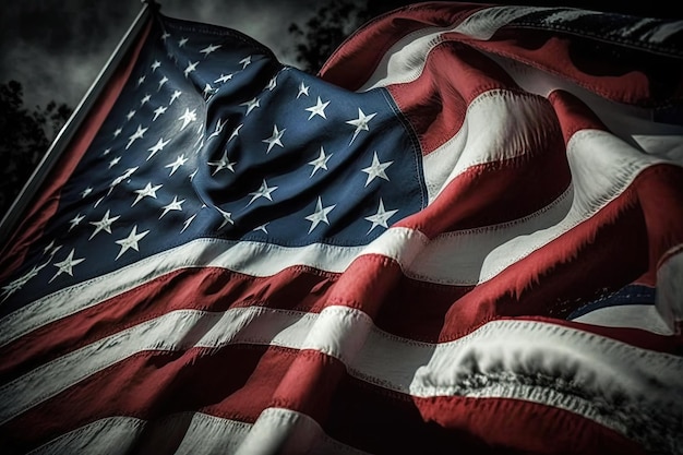 Kostenloses Foto amerikanische flagge weht im wind hintergrund ai generativ