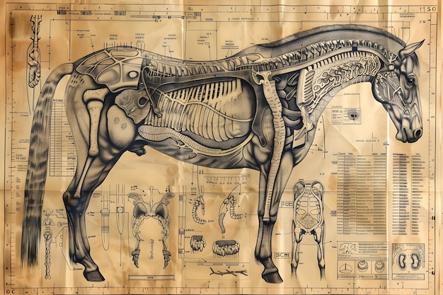 Kostenloses Foto anatomie-zeichnung im vintage-stil