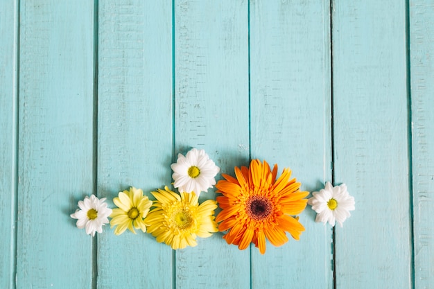 Kostenloses Foto arrangement von romantischen blumen auf holz