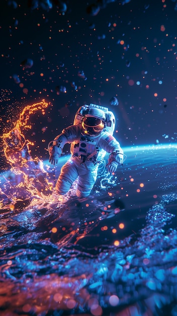 Kostenloses Foto astronaut taucht in den ozean