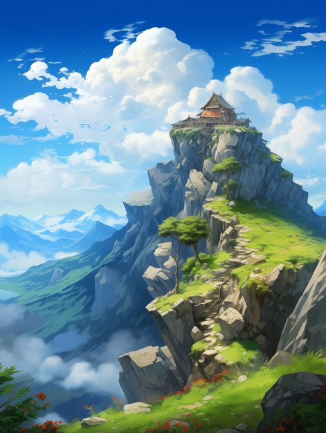 Berglandschaft im Anime-Stil