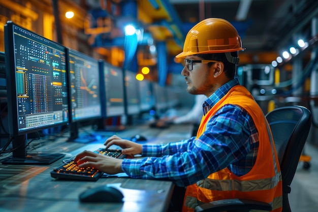 Kostenloses Foto blick auf einen männlichen ingenieur bei der arbeit zur feier des ingenieurentages