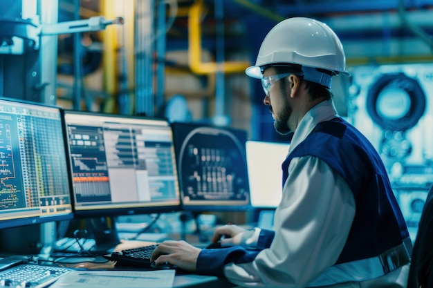 Kostenloses Foto blick auf einen männlichen ingenieur bei der arbeit zur feier des ingenieurentages