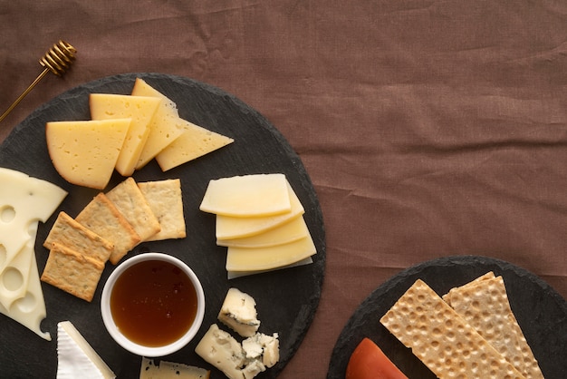 Draufsicht Picknick Goodies Zusammensetzung