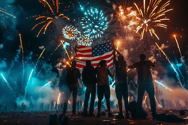 Feier des US-Unabhängigkeitstages mit Flagge