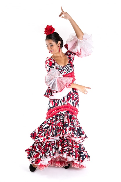 Kostenloses Foto flamenco-tänzerin in schönem kleid