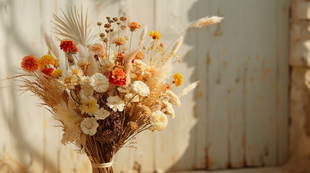 Kostenloses Foto getrocknete herbstblumen, die die indische sanchi-stupa-kunst darstellen