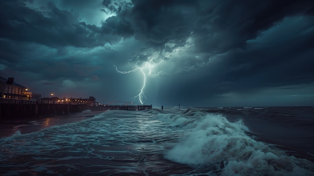 Kostenloses Foto gewitter über der stadt