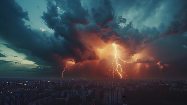 Kostenloses Foto gewitter über der stadt