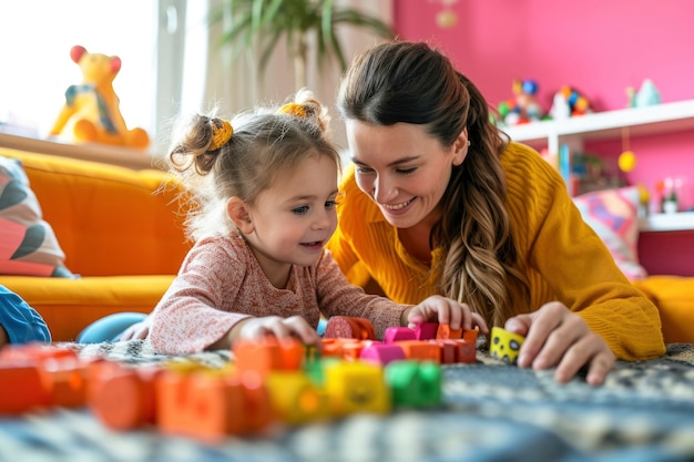 Kostenloses Foto kleines kind mit autismus spielt mit seiner familie