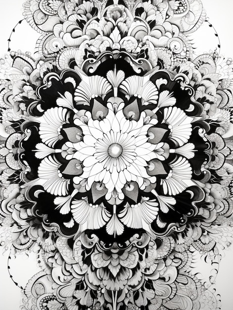 Kostenloses Foto line-art-mandala-illustration