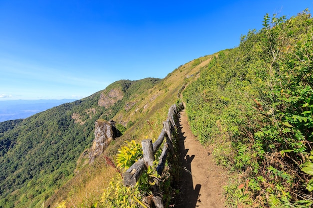 Kostenloses Foto pha ngam noi klippe und tal landschaft blick auf kew mae pan naturlehrpfad doi inthanon nationalpark chiang mai thailand