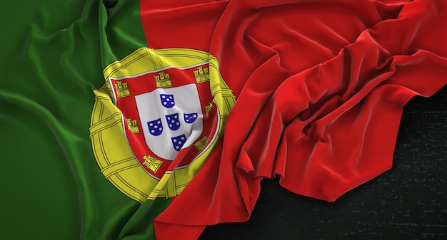 Kostenloses Foto portugal-flagge auf dunklen hintergrund 3d render