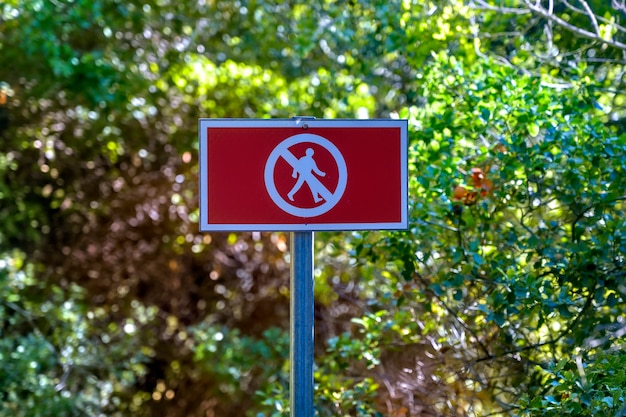 Kostenloses Foto rot kein gehzeichen für leute im wald