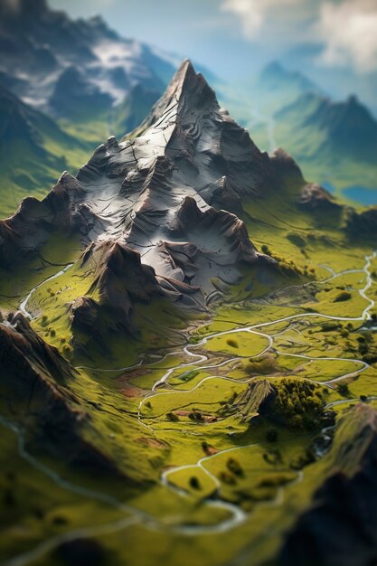 Tilt-Shift mittelalterliche Fantasy-Landschaft