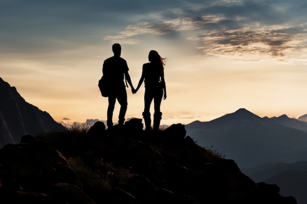 Kostenloses Foto vollständige aufnahme eines romantischen paares beim gemeinsamen wandern