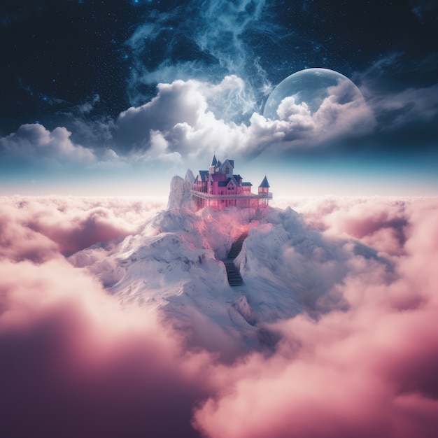 Kostenloses Foto wolken und schloss im fantasy-stil