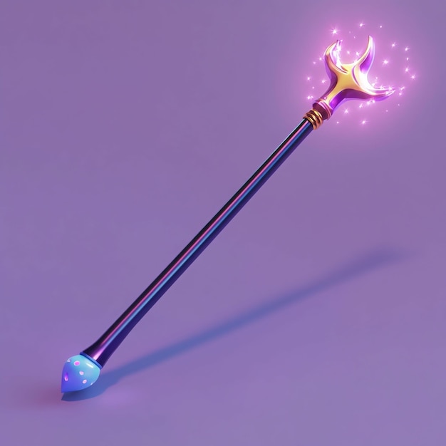 Foto 3d magic wand icon fantasy und das illustrationslogo für magische werkzeuge