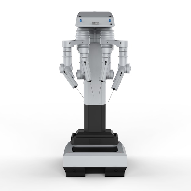 Foto 3d-rendering roboter-chirurgie-maschine auf weißem hintergrund