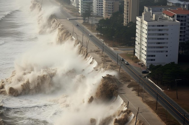 Foto a elevação dos mares envolve áreas costeiras ambiente natural aquecimento global imagem da terra