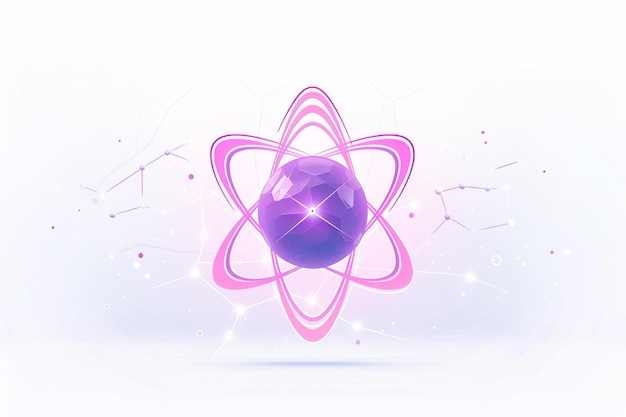 Foto abstrakte futuristische atom-illustration mit glühendem neonviolett-wissenschaftlichem und technologischen vektor